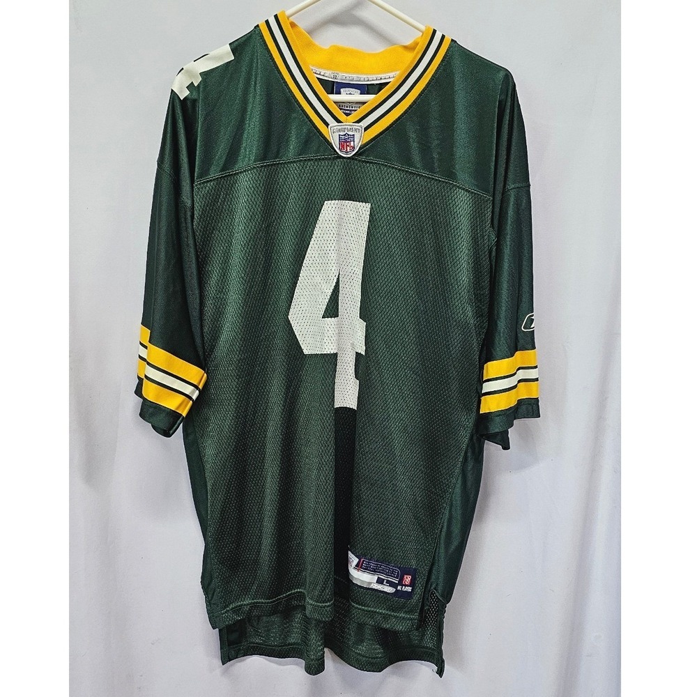 Reebok Green Bay Packers Brett Favre 4 NFL Jersey Green Large 7009A 07